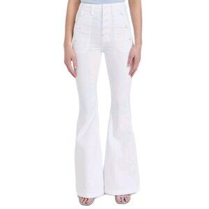 7 For All Mankind Portia Megaflare White Stretch Denim Flare Jeans Womens Sze 31